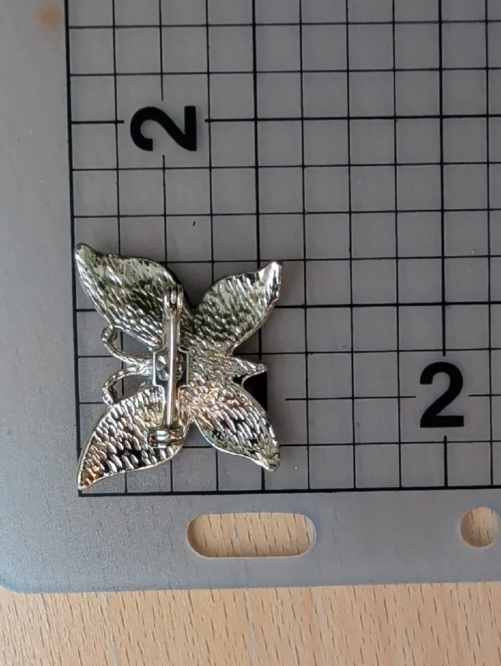 Blue Enamel Butterfly Brooch with Pink Accents